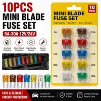 Lot de 10 mini-fusibles automobiles 5A 7.5A 10A 15A 20A 25A 30A – Kit de remplacement pour voitures, camions et VUS