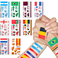 Autocollants de tatouage temporaires pour les fans de football, feuilles d'autocollants de tatouage pour le visage, drapeau national, bannière