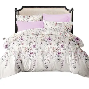 new design 85gsm microfiber fabric patchwork floral printed bed duvet cover set