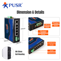 Convertidor de Protocolo PUSR Serial CAN RS485/RS232 Ethernet/WiFi, WiFi de Doble Banda, 5 Puertos Gigabit, Modbus RTU TCP Gateway, Chip Qualcomm