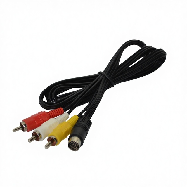 NEW Nickel Plated Plug Audio/Video AV Cable with RCA Connectors for Sega Saturn