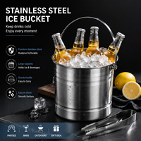 Seau à glace portable multifonction 1,6 L avec séparateur d'eau glacée pour le camping, les pique-niques, la bière, le champagne, en acier inoxydable, robuste