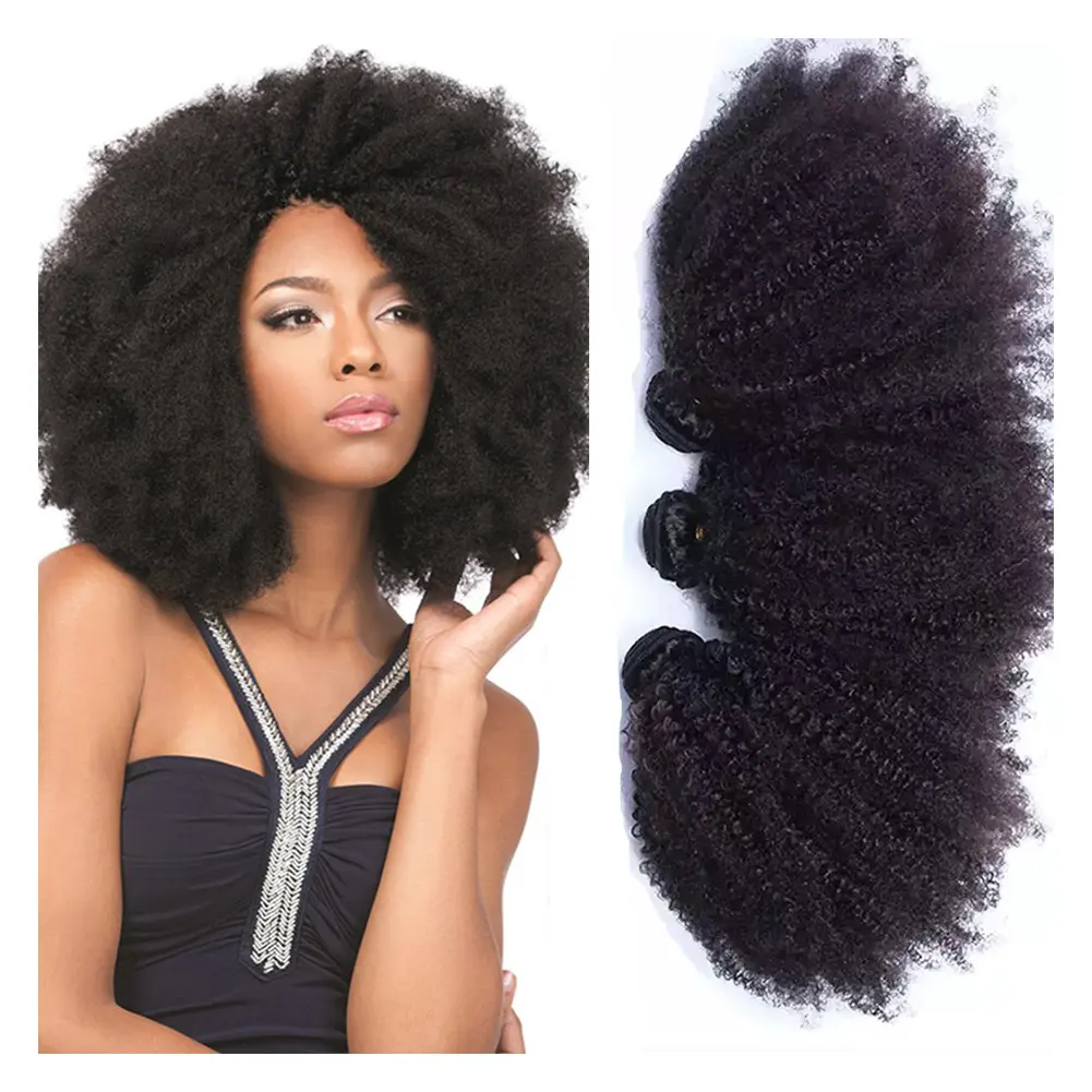 Comprar al por mayor de la Virgen rizado Afro brasileño humano productos para el cabello extensiones de cabello Natural