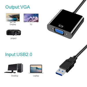 Cavo da USB a VGA di vendita caldo 1080P 60hz AWG26 convertitore adattatore da USB 3.0 /2.0 a VGA maschio-femmina ad alta velocità per PC Laptop