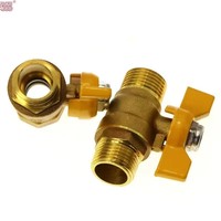 Válvula de Mariposa de Latón de 1/2" Directa de Fábrica, Control Manual de Gas, OEM Personalizable, Mango de Mariposa Amarillo, Rosca Macho