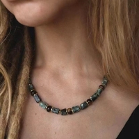 Collar Versátil de Ojo de Tigre para Mujer, Piedra Natural, Estilo Industrial, con Perla de Agua Dulce y Cadena de Eslabones, Joyería de Regalo