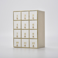Boîte de rangement de bijoux de texture en bois de luxe Boîte de tiroir de calendrier de l'avent de qualité cosmétique pour cadeau de la Saint-Valentin (Logo personnalisé)