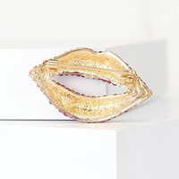 Venta al por mayor de moda completo diamante Sexy elegante rojo Pin broche labios forma broches de diamantes de imitación para mujeres regalos