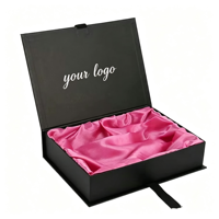 Boîtes rigides en carton personnalisées de luxe avec doublure en satin pour mèches de cheveux naturels, perruques, ceintures et cravates – Emballage cadeau recyclable avec estampage