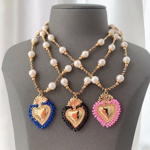 <span class=keywords><strong>BD</strong></span>- B4955 mode solide amour coeur collier rond nature perle collier 18k or collier femmes bijoux nouveau - Product Image 4