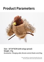 Juguete para Gatos con Forma de Pájaro con Movimiento de Alas, Recargable por USB, Control Remoto, Interactivo, Resistente a Mordidas, OEM ODM
