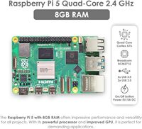 Kit de démarrage de carte de développement Raspberry Pi 5 8 Go |   Carte SD 64 Go, alimentation, boîtier, ventilateur |   Micro 4K pour câble, dissipateur thermique en aluminium