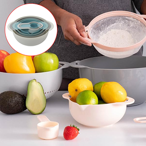 Set Mangkuk Ukur dan Campur 8 Buah Desain Klasik Bahan PP, Dapat Ditumpuk, Multifungsi, Peralatan Dapur, Hadiah Hari Ibu - Product Image 4