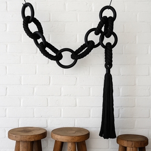 Bosimia Corde manuelle tissée en coton noir Tenture murale de luxe <span class=keywords><strong>couture</strong></span> pour librairie ou salon - Product Image 4