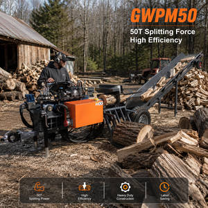 <span class=keywords><strong>Fendeuse</strong></span> de <span class=keywords><strong>bois</strong></span> hydraulique GWPM50 de <span class=keywords><strong>50</strong></span> tonnes avec convoyeur, alimentation essence, diesel ou électrique - Product Image 2