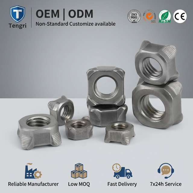 Carbon Steel Plain Grade4 Grade8 Square Hexagon Welding Nut Spot Weld Nut
