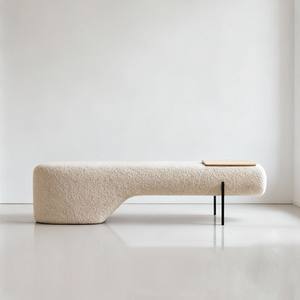 Modern Minimalist <b>Bench</b> Chenille <b>White</b> Fabric Breathable Living Room Bedroom Entryway <b>Shoe</b> Changing <b>Bench</b> - Product Image 3