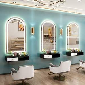 Espejo de Peluquería con Luz LED, Mueble de Salón Moderno, Precio de Fábrica, Venta Caliente, MDF, con Cajón, Resistente - Product Image 3