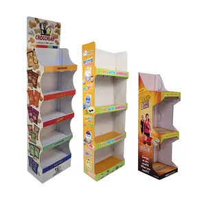 4 Layers Small Cardboard Display For Stores Custom Cardboard Floor Corrugated Cardboard Products Display Stand Racks Units