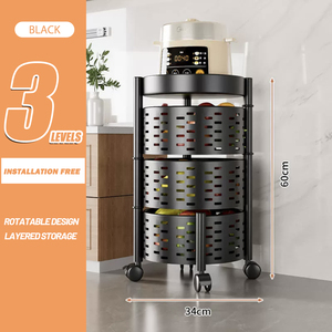 Carro de metal giratorio fácil, estante para verduras, estante de almacenamiento para vajilla, estante de almacenamiento giratorio multicapa - Product Image 5