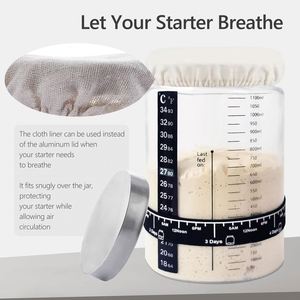 24oz Eco-Friendly Dishwasher Safe Sourdough Fermentation Jar Starter Kit Date Marked Feeding Band Thermometer Scraper Cloth - Product Image 3