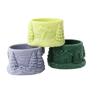 Scène de noël bougie tasse Silicone moule <span class=keywords><strong>cire</strong></span> de soja bougie conteneur cadeau de noël coulée moule bricolage béton Pot de fleur faisant - Product Image 1