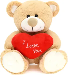 Je vous adore! Ours en peluche avec coeur rouge, poupée en peluche douce, jouets d'animaux en peluche, cadeaux de décoration pour la saint-valentin pour petite amie et enfants