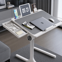 Table de lit moderne pour ordinateur portable avec verrouillage d'angle rotatif, plateau élégant avec tiroir de rangement pour télétravailleurs et lits mezzanine