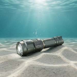 Industrial IP68 Waterproof 2000 Lumens Rechargeable Aluminum <b>LED</b> Handheld High Power USB <b>Flashlight</b> Adjustable Beam 200-300M - Product Image 1