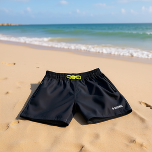 Buonic Pantaloncini da bagno da uomo neri con elastico in vita e fodera in rete M L XL XXL - Product Image 2