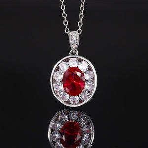 Fashion Eco-friendly Copper Oval 8*10/6*8mm Red Zircon Pendant Earrings <b>Ring</b> <b>Set</b> Premium Quality Jewelry <b>Set</b> Simple for <b>Women</b> - Product Image 4