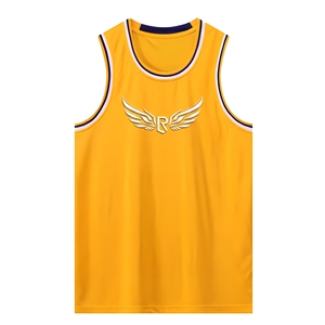 Maillot de basket-ball unisexe en maille jaune sans manches, col rond, respirant, débardeur de sport pour adulte, coupe régulière, toutes saisons - Product Image 2