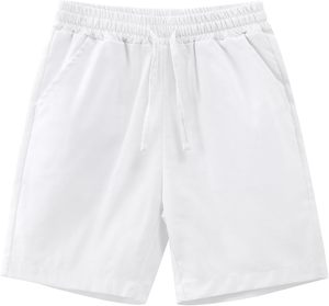 Shorts de plage décontractés pour garçons Spring&Gege en <span class=keywords><strong>lin</strong></span> uni importé, à taille élastique avec cordon de serrage, pour l'été - Product Image 1