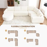 Canapé d'angle modulaire moderne en tissu et éponge en forme de U, trois places, design éco-responsable et rafraîchissant, idéal pour villa et école