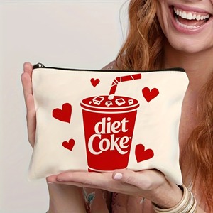 <strong>Diet</strong> <strong>Coke</strong> Print Cosmetic Bag Heart Pattern Makeup Storage Bag Travel Toiletry Bag for Women - Product Image 1
