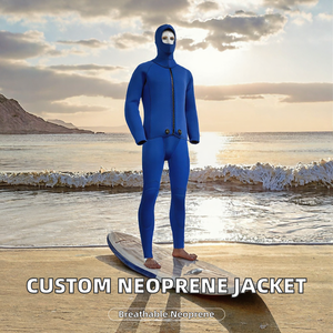Traje de Neopreno Azul con Capucha, Manga Larga, Cierre Frontal, Traje de Buceo con Serigrafía, Servicio OEM - Product Image 2