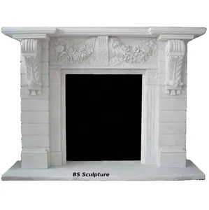 High quality modern style marble fireplace hand carved stone fireplace mantle