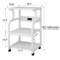 Imprimante de table JH-Mech pour le bureau à domicile, rangement durable, réglable, portable, 19,7" x 15,8" x 30,7", en acier blanc, support pour imprimante