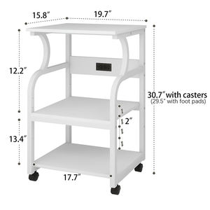 Imprimante de table JH-Mech pour le bureau à domicile, rangement durable, réglable, <span class=keywords><strong>portable</strong></span>, 19,7" x 15,8" x 30,7", en acier blanc, support pour imprimante - Product Image 4