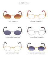 BOOM BM7536 2027 Nouvelle Arrivée Lunettes de Soleil Tendance pour Hommes, Monture Ovale Fine Effet Bois, Sans Monture, Verres PC+Métal UV400, Monture Métallique Dorée