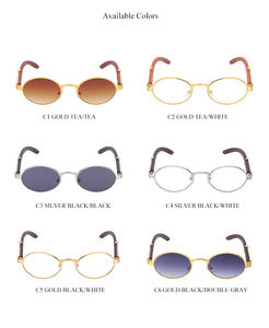 <span class=keywords><strong>BOOM</strong></span> BM7536 2021 Nuevas Gafas de Sol Modernas para Hombre con Montura Ovalada Pequeña sin Aro, Lentes de PC+Metal con Protección UV400 y Montura Dorada - Product Image 5