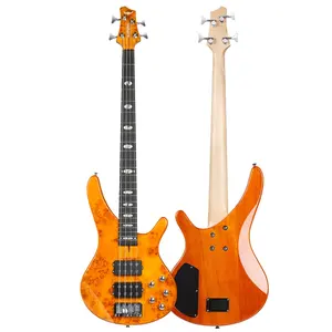 Gitar Bass Listrik aktif senar 4/5 kualitas tinggi Maple Burl Top solid body guitare kit Bass mode terjangkau