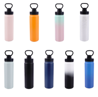 Bouteille d'eau isotherme en acier inoxydable de 24 oz en gros, gourde sport à double paroi à large ouverture, réutilisable avec logo personnalisé