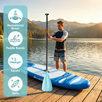 Pagaie ajustable en 3 sections bleu ciel premium pour Stand Up Paddle, poignée ergonomique en T légère, fabrication OEM certifiée BSCI