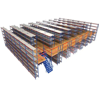 Système de rayonnage de mezzanine en acier multi-niveaux, robuste, personnalisable, haute capacité, avec poutres en H et protection anti-collision
