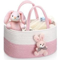 Panier de rangement ovale multifonctionnel en corde de coton, simplicité moderne, écologique, avec poignée pour le rangement des bébés et des enfants
