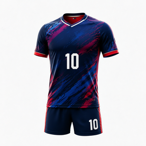 Maillot de football personnalisé pour homme, col en V, manches courtes, uniforme d'équipe, impression par sublimation OEM, anti-UV, séchage rapide, respirant, polyester - Product Image 1