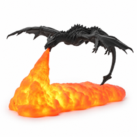 Sculpture LED de Dragon Volant Médiéval, Effet Feu et Glace, Décoration de Table, Artisanat en PLA, Cadeau pour Gamers