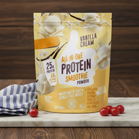 Commerces extérieurs transfrontaliers : Poudre pour milkshake saveur crème vanille PROTEIN SMOOTHIE, sachet 500g, conservation à température ambiante