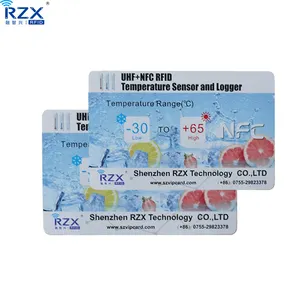 RFID temperature sensor tag real time monitoring IOT label blank / printed adhesive UHF+NFC tag Data logger